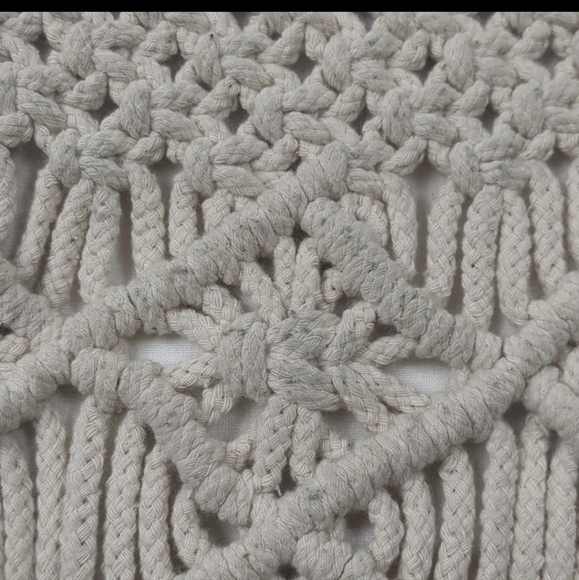 Mossimo Ivory Boho Macrame with Fringe Crossbody Purse - Picture 4 of 5